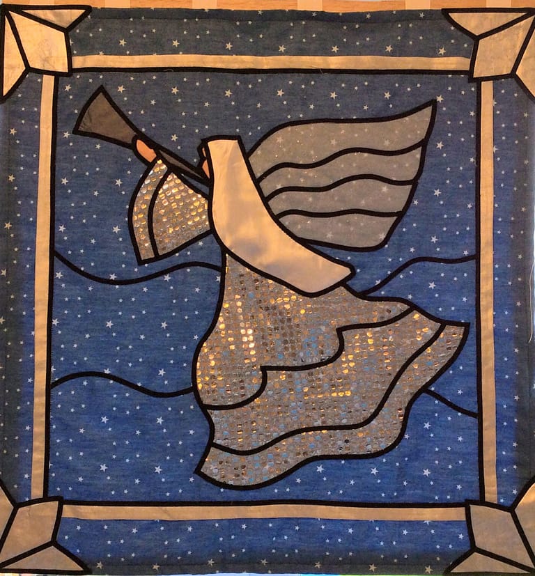 Stained glass patchwork angel